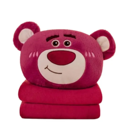 2-in-1 Bear plush pillow& Blanket